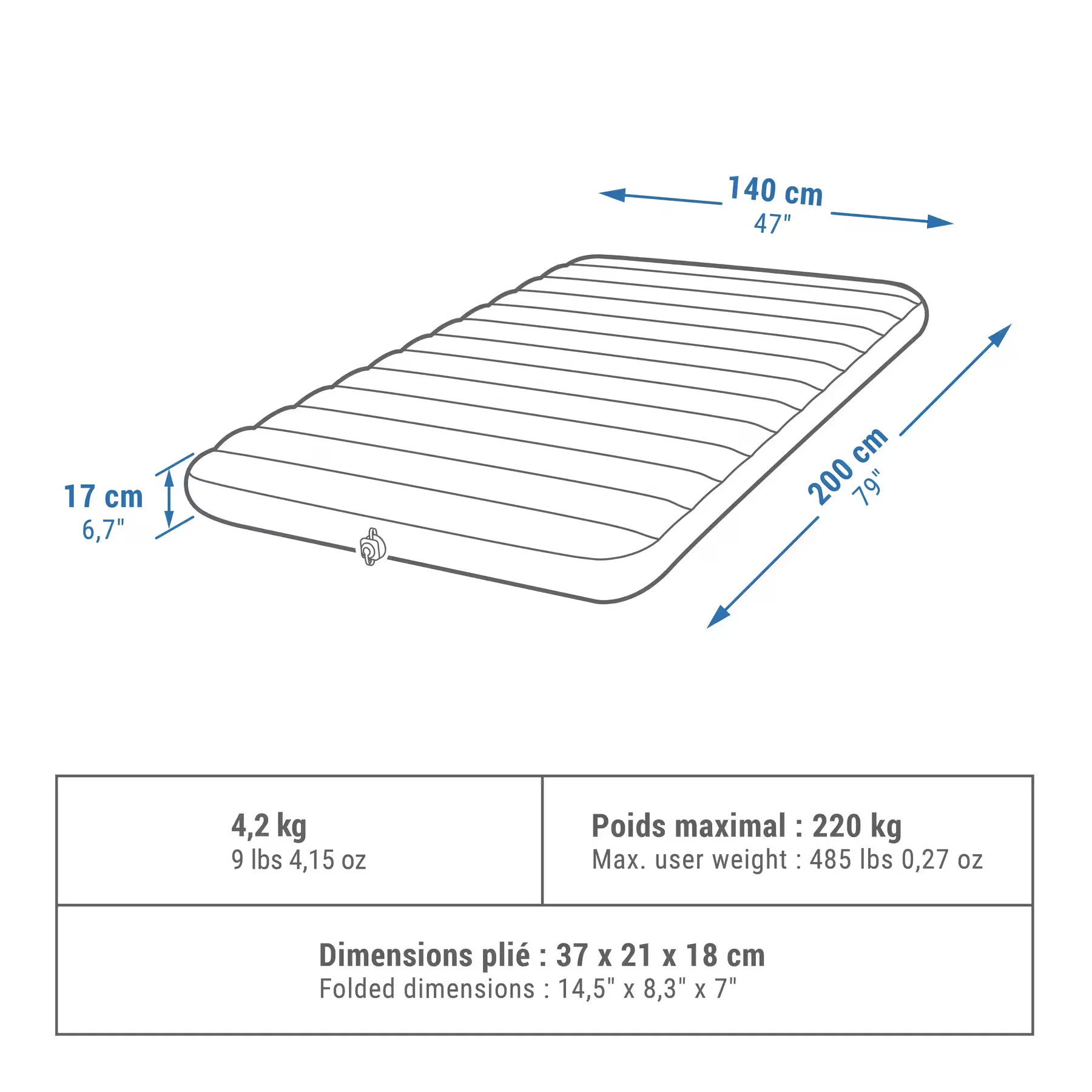 Materac Air-Comfort-140 cm Quechua - obrazek 2