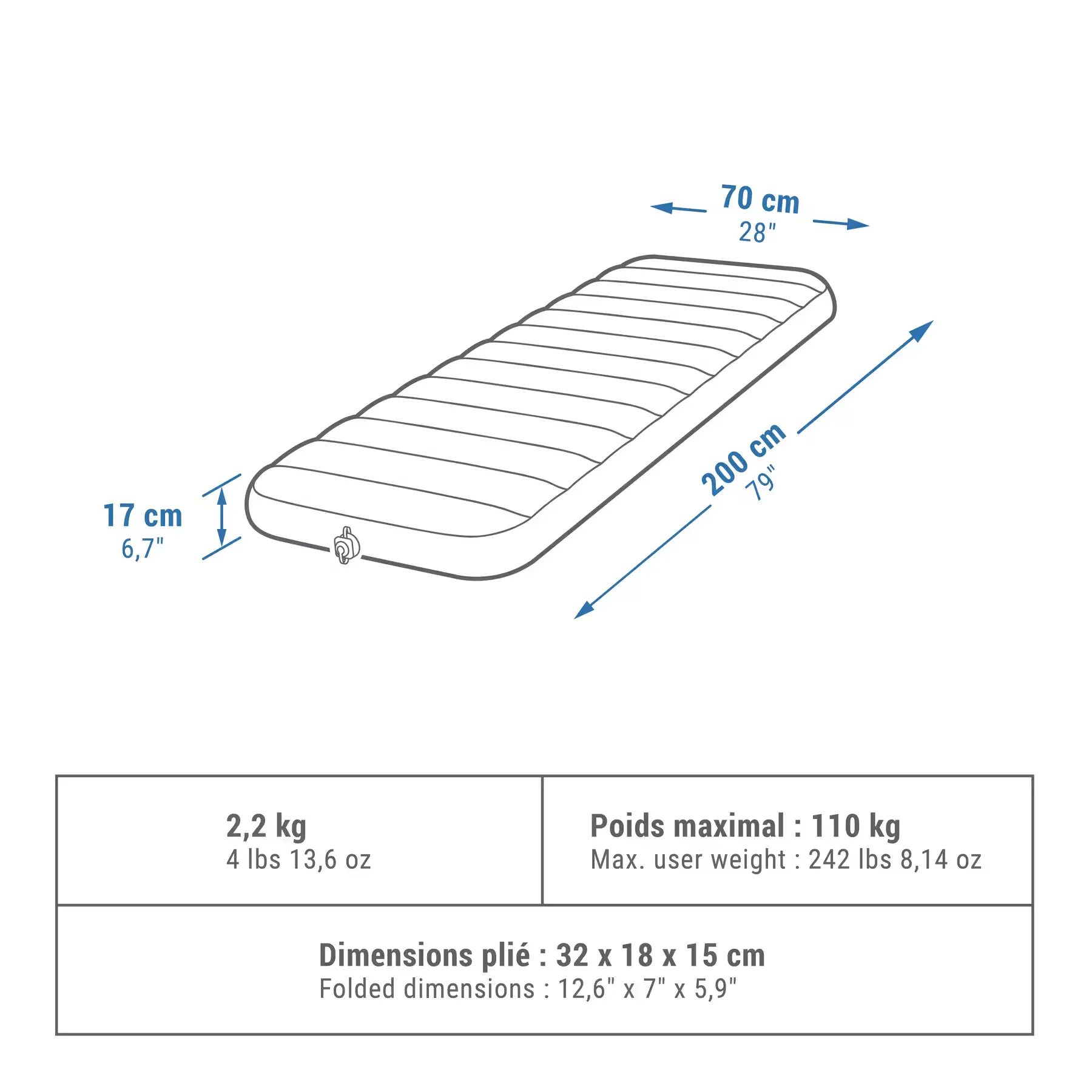 Materac Air-Comfort-70 cm Quechua - obrazek 2