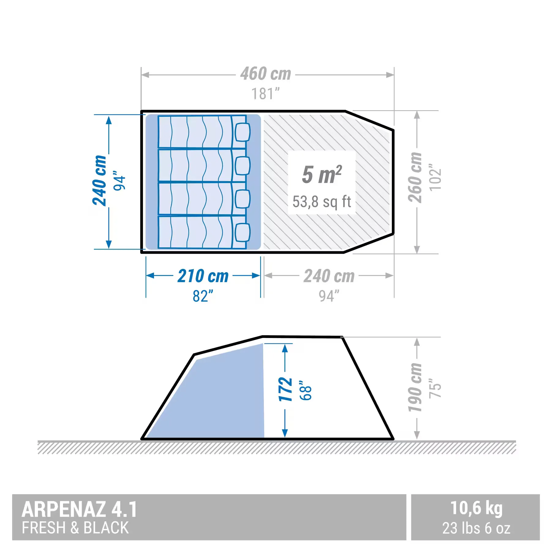 Namiot 4-osobowy Arpenaz_4.1 Fresh&Black Quechua - obrazek 2